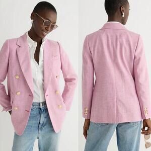 J.Crew Bristol Blazer Raspberry Pink Linen Blend Double Breasted Jacket Sz 0